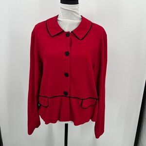 Niche Nilgun Derman Size Large Red and Black Lightweight Button Blouse Jacket